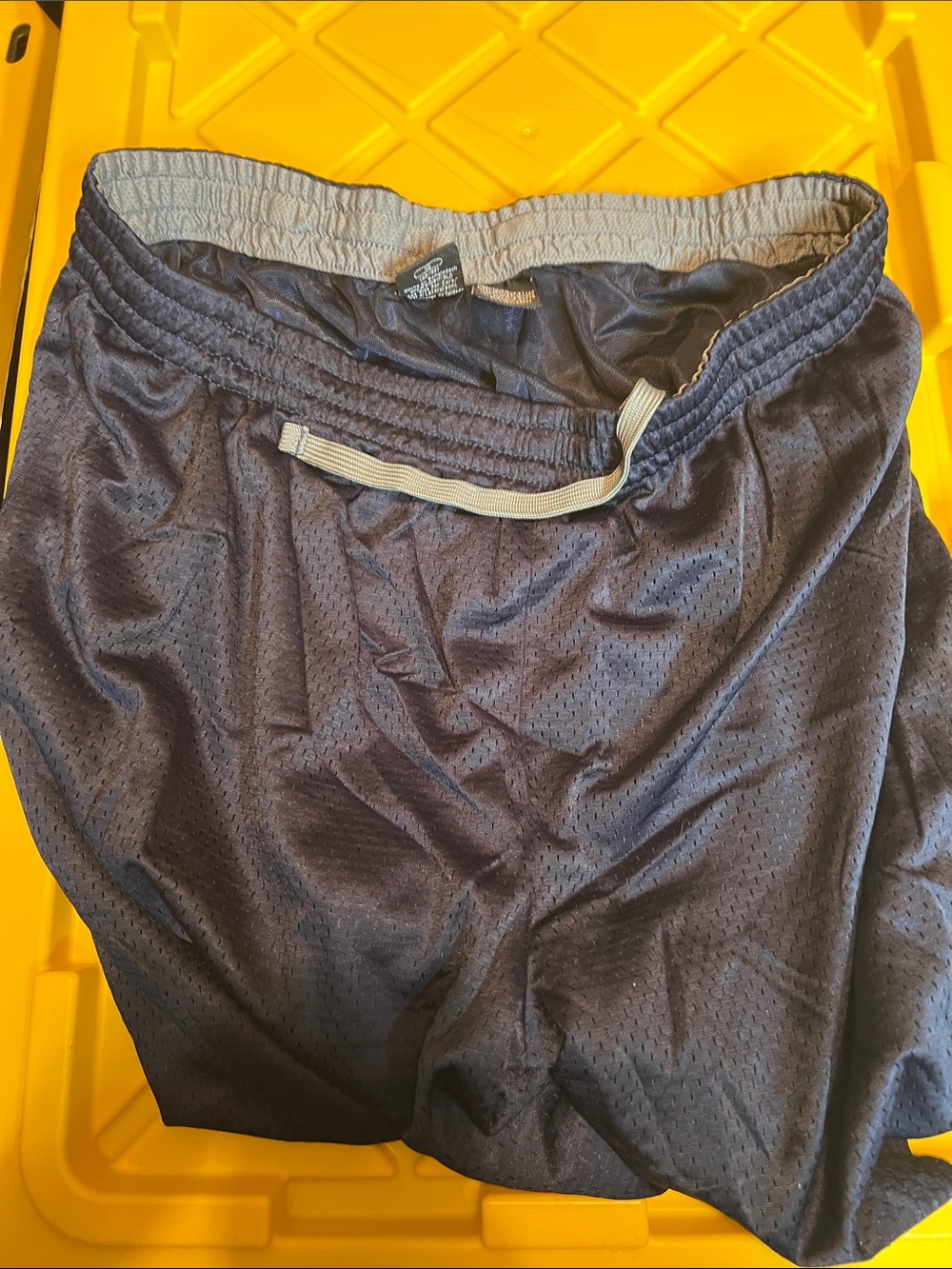STARTER Men's Navy Athletic Mesh Shorts with Gray Drawcord